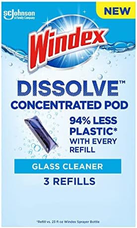Windex Dissolve Concentrated Pods, Glass Cleaner, 3 Count Concentrated Dissolvable Refill Pods (Pack of 1) by Windex