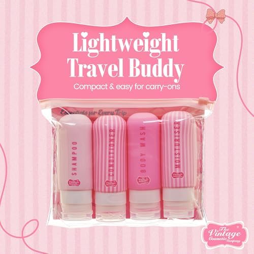 Vintage Cosmetic Company Silicone Travel Bottles 4 Piece with Zipper Bag - Image 5