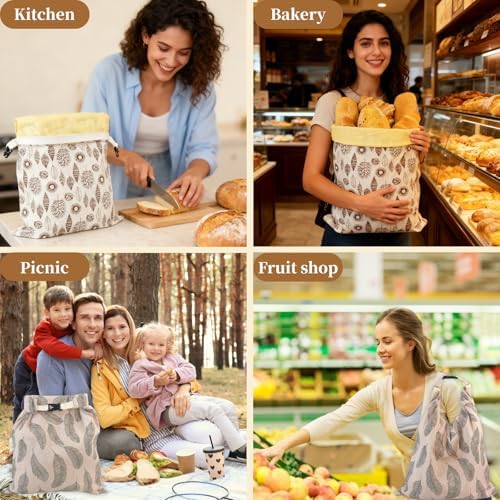 2 Pack Beeswax Bread Bags for Homemade Bread with Zipper, Large 13x17'' Reusable Beeswax Sourdough Bread Storage Bag, Keep Loaves Fresh Longer, Freezer Safe & Airtight, Natural, Zero Waste - Image 6