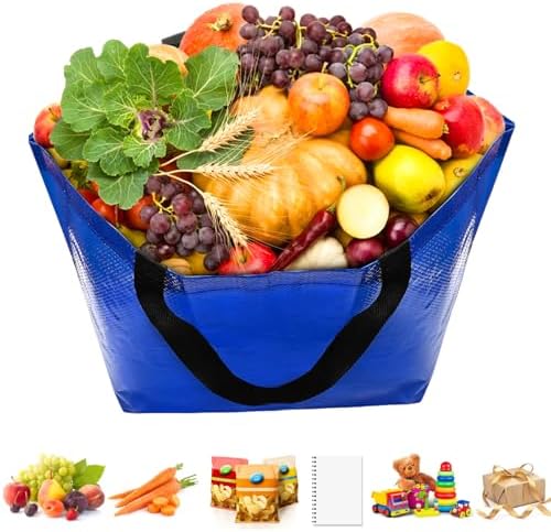 12 Pieces Reusable Grocery Bags, XL Heavy Duty Plastic Shopping Bag - Image 5