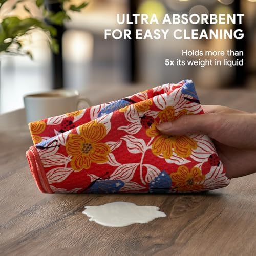 RECYCO Waffle Kitchen Towel Set of 2 - Quick Dry Microfiber Sustainable Dish Towels - Absorbent Reusable Cleaning Tea Towels - Lightweight Hand Towels,16”x 28”, Blossom Brilliance Pink - Image 3
