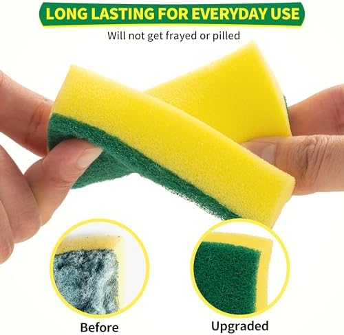 Sponges Kitchen, Heavy Duty Dish Sponge 24 Pack, Scrub Cleaning Sponge for Dishes, Non-Coated Cookware, Sink & Countertops, Multipurpose Cleaning Supplies for Home, Kitchen & Bathroom - Image 2