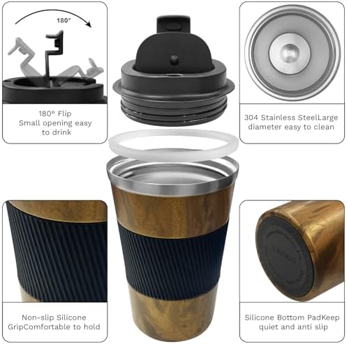 Insulated Travel Coffee Mug, Stainless Steel Coffee Cup with Leakproof Lid - Image 2