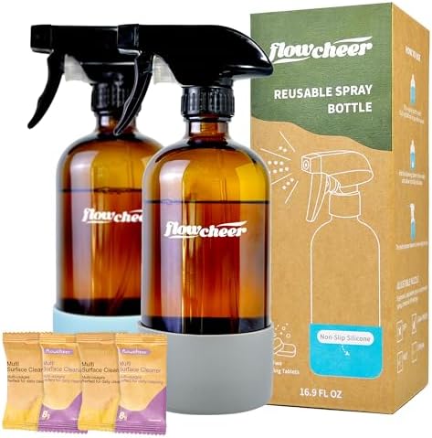 flowcheer Multi-Surface Cleaner Reusable Spray Bottles + All Purposes Cleaner Refills-Household&Kitchen Cleaning-12 Pack Makes 204 fl oz Bottles of Spray Cleaner Lemon and Lavender Scent - Image 3