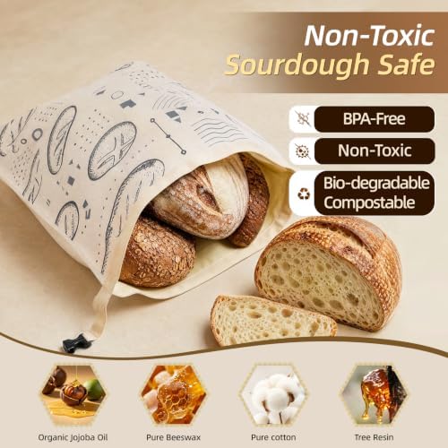 XL Beeswax Bread Bags for Homemade Sourdough,Set of 2 - Image 5