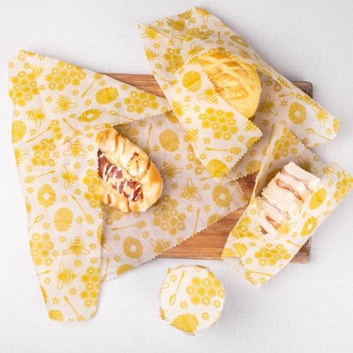 Reusable Beeswax Food Wraps, 9 Pack - Assorted Sizes (XS,S, M, L) | Organic Cotton, Eco Friendly, Plastic Free | Honeycomb Design (Orange) - Image 7