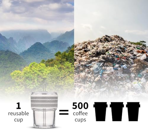 BLUEPOLAR 13oz/400ml Glass Water Tumbler with Straw and Lid Sealed Carry on Thick Wall Iced Coffee Cup for Water, Iced Tea, Fruit Juice - Image 5
