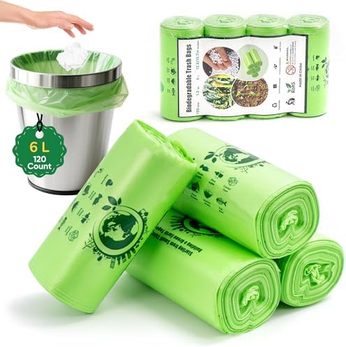 Small Trash Bags 1.2 Gallon, 120 Count Bathroom Garbage Bags, Compost Bin Liners for 1-2 Gallon Trash Can, Small Trash Bags Bathroom Strong and Tough for Kitchen Office by RedefiningHomeLiving