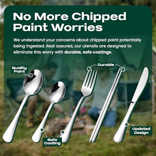 Taplord Portable Travel Silverware Set With Case, Includes 5 Pcs of Travel Utensils With Case, Stainless Steel Flatware Set For Camping, Easy to Travel, Lightweight (Silver), Medium, TL-05S - Image 3