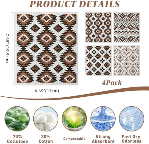 4 Pcs Swedish Dishcloths for Kitchen, Reusable, Super Absorbent - Image 2