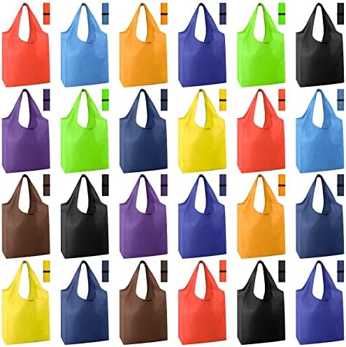 Eccliy 24 Pcs Reusable Grocery Bags Shopping Bags Foldable, Solid Style by Eccliy