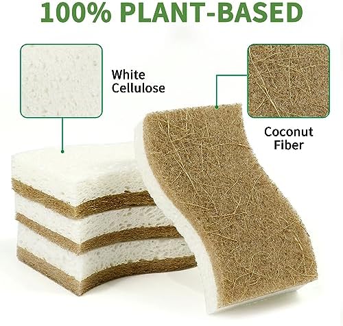 9 Pack Biodegradable Natural Kitchen Sponge Dish Sponges - Image 3