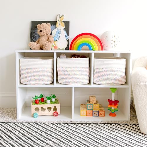 NaturalCozy Storage Cubes 9”x9”x7”Cotton Rope Woven Baskets for Organizing 3-Pack | 9 Inch Cube Storage Bin | Small Basket for Shelf Nursery, Pantry, Decorative Plant, Bathroom Closet, Toy Gift - Image 3