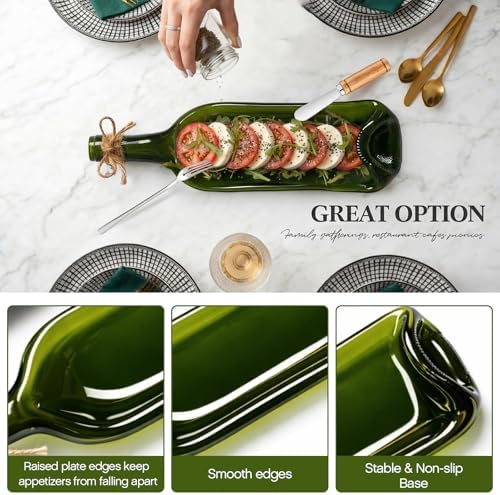 Bokon 2 Pcs Wine Gifts Melted Serving Tray, Green, Brown, Wine Bottle - Image 3