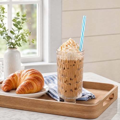 JANYUN 30 Pcs Reusable Blue and White Straws with Cleaning Brush - Image 6