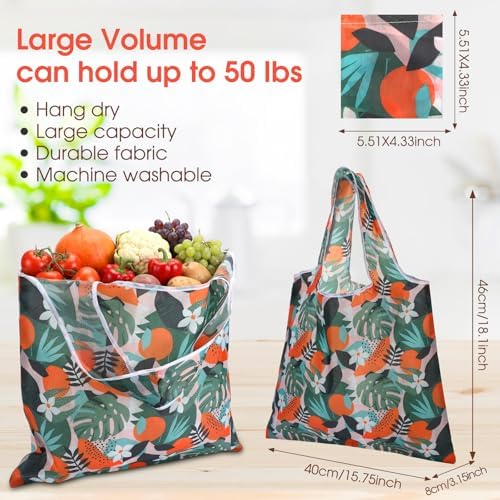 Eccliy 24 Pcs Reusable Grocery Bags Shopping Bags Foldable, Plants Style - Image 3