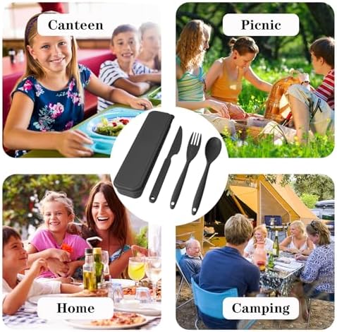 2 Sets Large Reusable Utensils Set with Case, Portable Travel Cutlery - Image 4