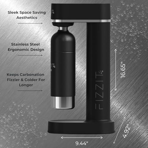 FIZZIT Sparkli Sparkling Water Maker with 1L Stainless Steel Bottle, Black - Image 2