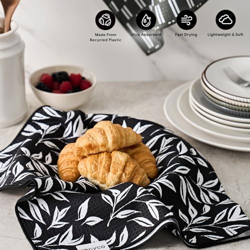 RECYCO Waffle Kitchen Towel Set of 2 - Quick Dry Microfiber Sustainable Dish Towels - Ultra Absorbent Reusable Cleaning Tea Towels - Lightweight Hand Towels,16”x 28”, Natural Rhythm - Image 2