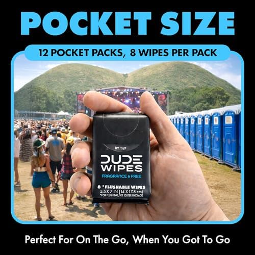 DUDE Wipes Unscented Pocket Packs, Adult Flushable Travel Wipes, 96 Count - Image 2