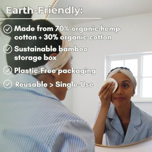 Reusable Hemp Cotton Rounds 15-Pack with Bamboo Storage Box – Ultra-Soft Organic Face Pads for Makeup Removal, Skincare Accessories, and Eco-Friendly Beauty Essentials - Image 4