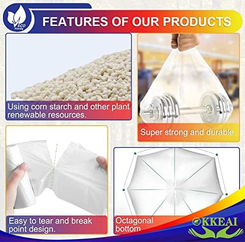 OKKEAI 8 Gallon Garbage Bags, White Trash Bags for Kitchen Waste, 60 Count - Image 6