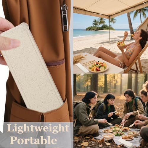 Wheat Straw Travel Cutlery Set with Case, Portable Reusable Flatware - Image 4