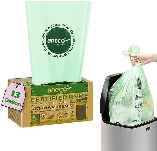 ANECO 100% Compostable Trash Bags 13 Gallon, 35 Count by ANECOCOMPOSTABLE