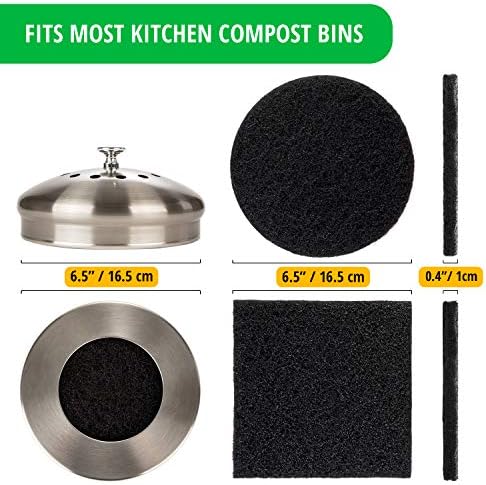 Epohpeek Compost Bin Filters Charcoal - Filter Replacement for Kitchen Pail Composter, 12 Pack Extra Thick (1cm) Fits Gallon Bucket Countertop Bins - Activated Carbon, 6 Round 6 Square, Both 6.5” - Image 4