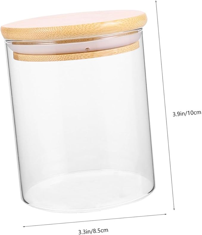 3 Pcs Glass Storage Jars with Wooden Airtight Lids Kitchen Sealed Containers for Snacks Tea Candy Flour Pantry Organization