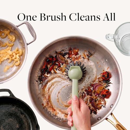 Earth & Mango Magnetic Dish Brush & Scraper, Snaps to Sink, Moss Green - Image 3