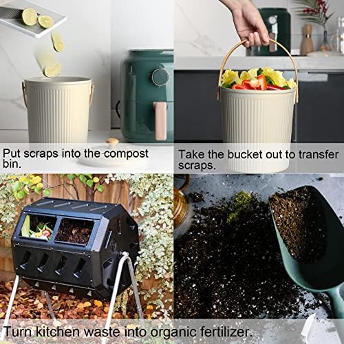Compost Bin Kitchen, LALASTAR Countertop Compost Bin with Lid, Made of Sustainable Bamboo Fiber, Odorless Indoor Compost Bin, 1 Gallon, Grey - Image 5