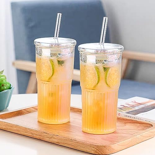 JunVpic Glass Coffee Tumbler, 20 oz Glass Cup with Lid and Straw - Image 5