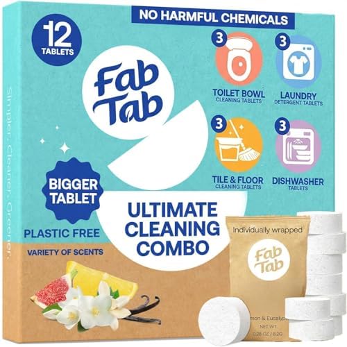 Fab Tab Home Cleaning Kit - Plant-Based Refill Tablets, 12 Count by FabTab