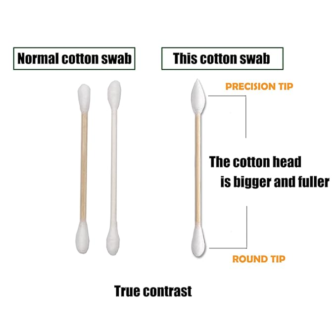 Thick Cotton Swabs,XL Size Natural Bamboo Cotton Buds,Precision & Round Tip 252pcs