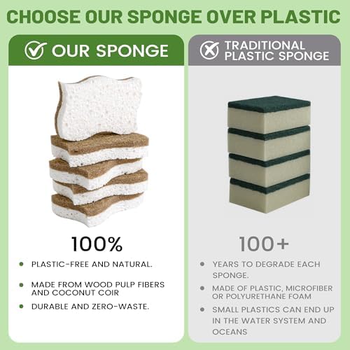 12 Pack Natural Cellulose Non-Scratch Kitchen Scrub Sponges for Dish - Image 5