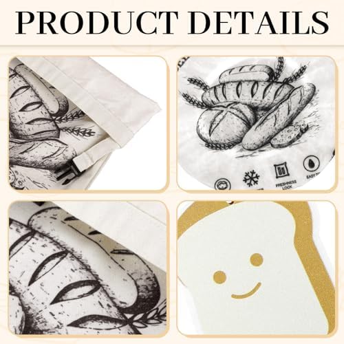 Booson 5 Pcs Beeswax Bread Bags XL(13x17in) Reusable with Bowl Covers Set - Image 3