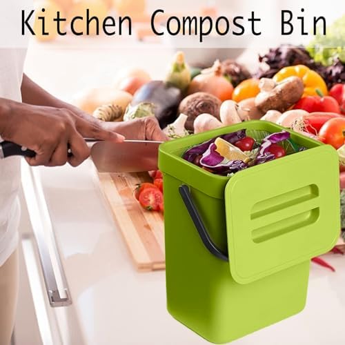 LALASTAR Small Plastic Trash Can, Hanging Small Trash Can with Lid Under Sink for Kitchen, Food Waste Bin for Countertop, Mountable Garbage Can for Bathroom, RV, 5L/1.3 Gal, Green - Image 5