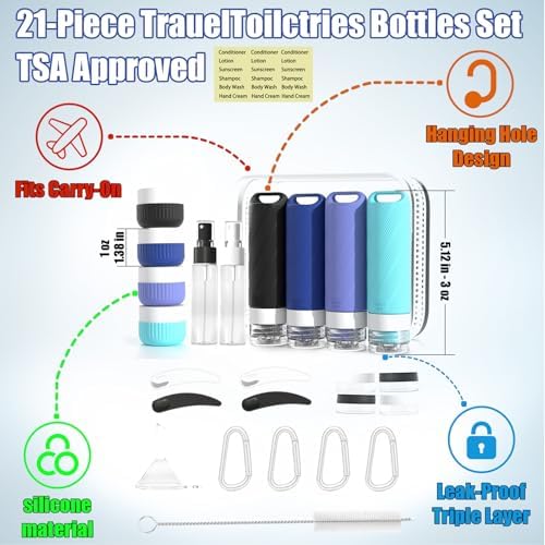 Travel Toiletry Containers 26Pcs Silicone Leakproof TSA Approved Set - Image 2