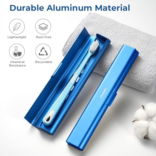 Aluminum Toothbrush Travel Case, Portable Travel Toothbrush Holder, Durable Manual Toothbrush Box Container for Traveling, Bathroom, Camping, Business Trip-Blue - Image 2