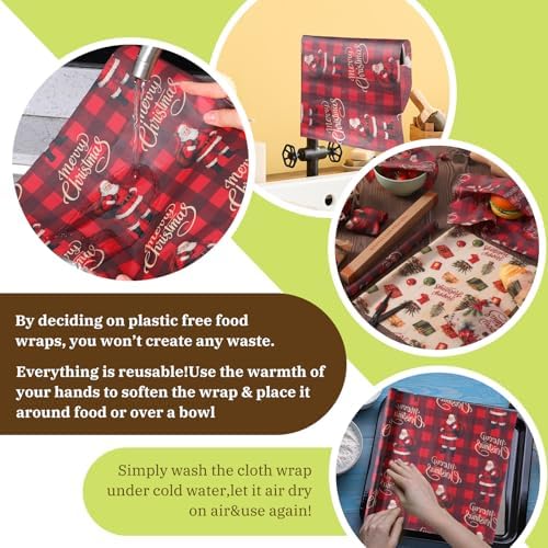 Moukeren 3 Rolls Christmas Beeswax Wraps 13 x 40 Inches Bees Wax Wrap - Image 6