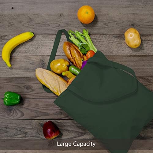 TOPDesign 12-Pack Economical 16"x15" Green Black Cotton Tote Bag, Lightweight Medium Reusable Grocery Shopping Cloth Bags, Suitable for DIY, Advertising, Promotion, Gift, Activity - Image 5