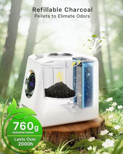 1 Gallon Electric Composter with Smart Touch Screen, Whisper-Quiet & Rapid Composting, 0.5kWh Energy-efficient, Odorless compost bin kitchen, Carbon Filter over 2000h, 2 Composting-Mode, Self-cleaning - Image 4