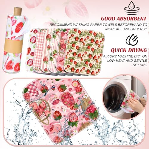 36 Pack Reusable Kitchen Cloths Cotton Towels, Strawberry - Image 5