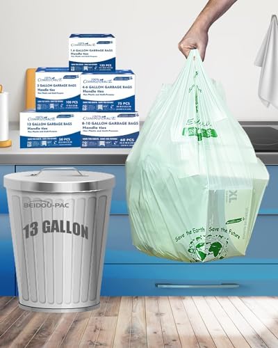 BEIDOU-PAC 13 Gallon Compostable Tall Kitchen Trash Bags with Handle, 50 Count, Sturdy Garbage Bags for Food Scrap Waste, ASTM D6400, US BPI Certified - Image 5