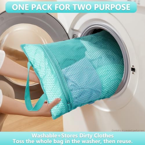 OlarHike Packing Cubes for Travel,Gifts for Women Mom,Anti-Tearing Suitcase Organizer for Luggage with Shoe & Hanging Toiletry Bag,Vacation Essentials & Accessories for Cruise Ship,8 Set,Turquoise - Image 5