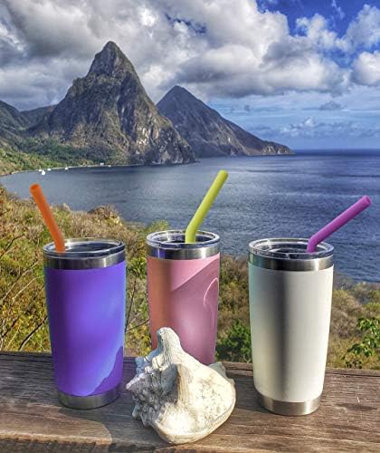 Hiware Reusable Silicone Straws, Long Flexible Silicone Drinking Straws with Cleaning Brushes for 30 oz Tumblers - 10 Pieces - BPA-Free - No Rubber Taste - Image 4