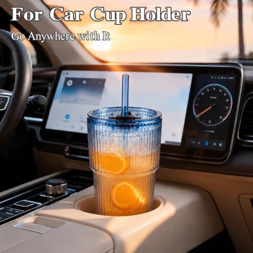 Glass Cups with Lids and Straws, Iced Coffee - Image 4