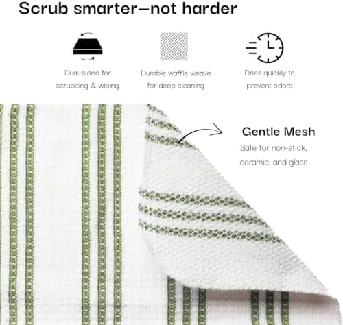 20Pc Kitchen Towels and Dishcloths Sets, Kitchen Essentials For Home- Green - Image 2