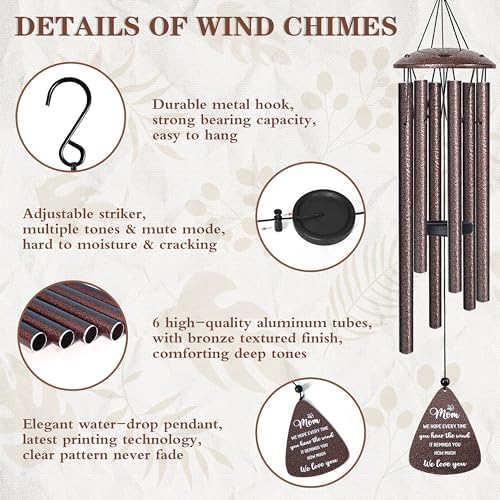 Gifts for Mom, 32" Bronze Wind Chimes, Mom Birthday Gifts from Daughter Son - Image 4